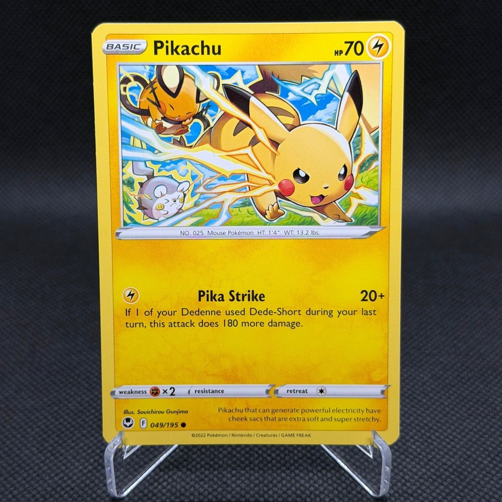 Pikachu Silver Tempest #049 Pokemon Card Yellow NM